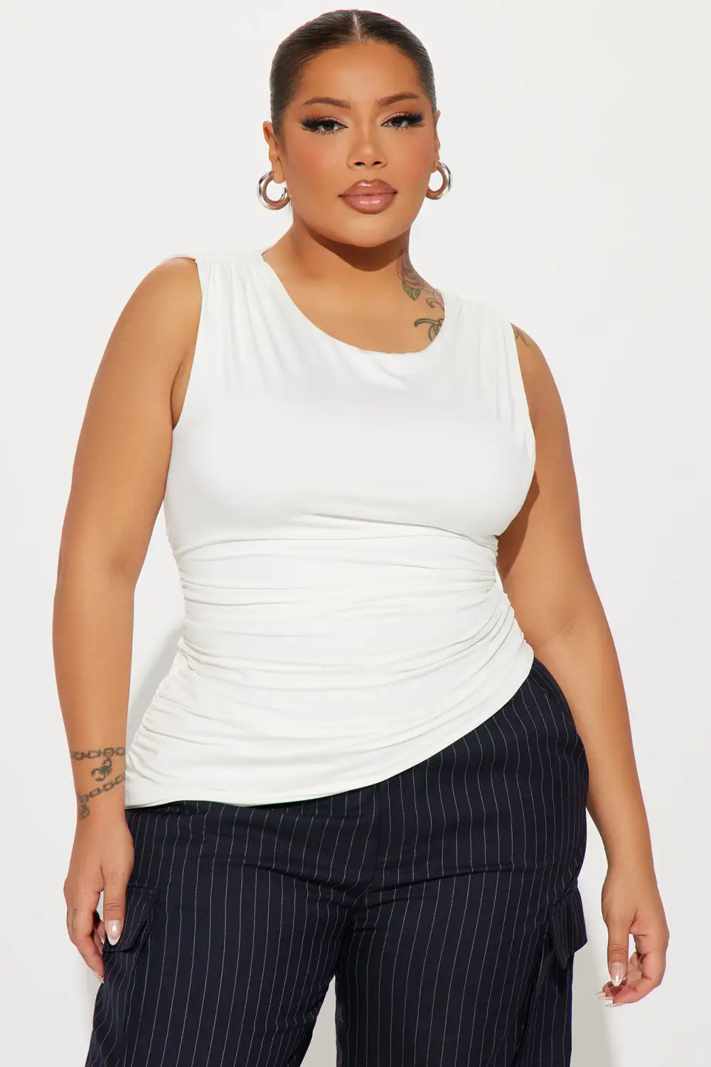 Amery Twist Shoulder Top - White