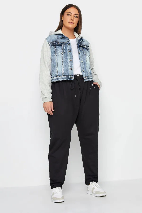 EVANS Curve Blue Washed Denim Hoodie Jacket