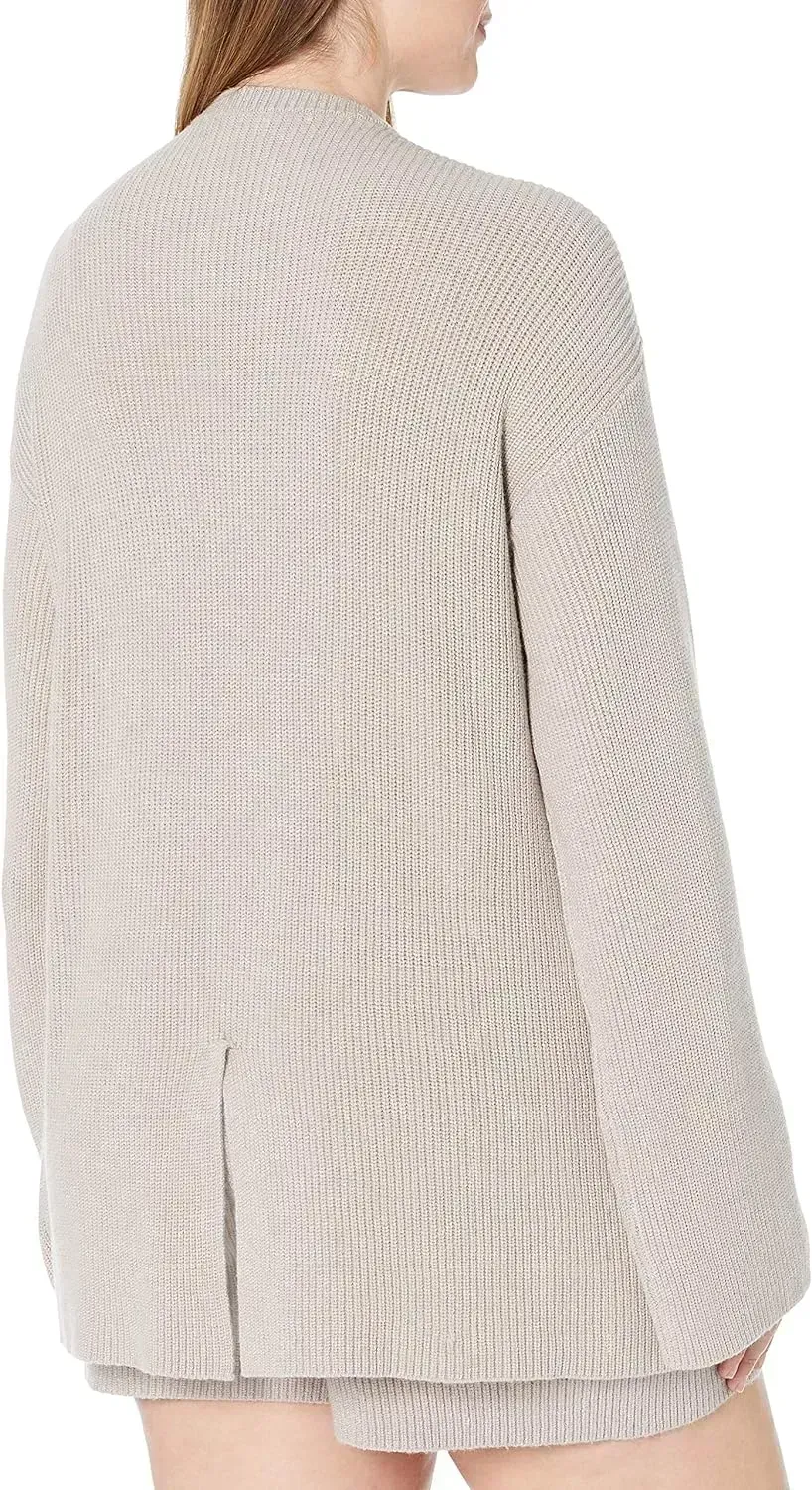 Women's Alice Crewneck Back-Slit Ribbed Pullover Sweater