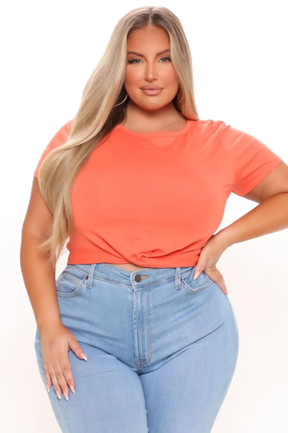 Holly Twist Front Tee - Orange