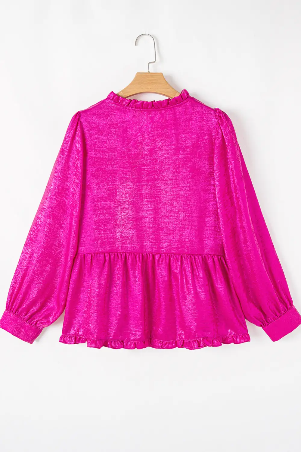 Frilled V-Neck Puff Sleeve Blouse