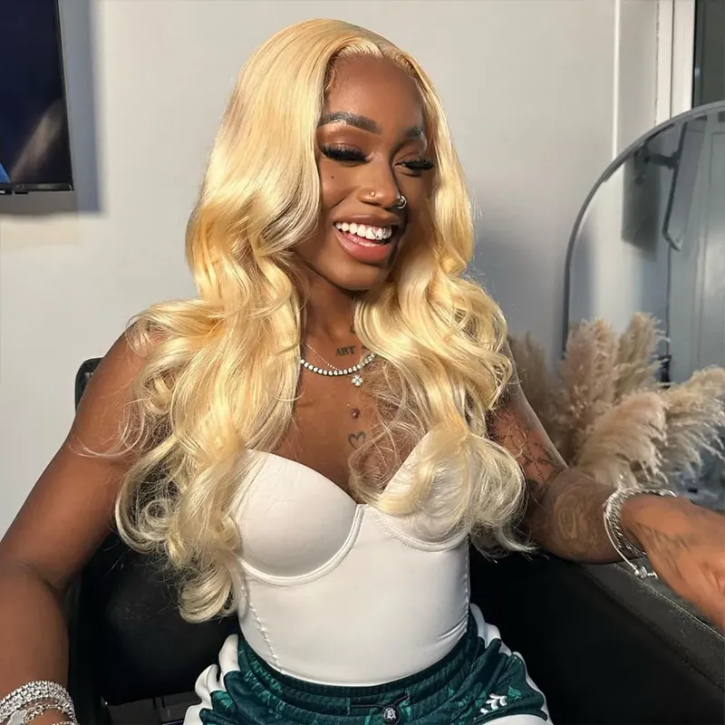 #613 Blonde 13x6 Full Frontal Lace Loose Body Wave Wigs 250% Density