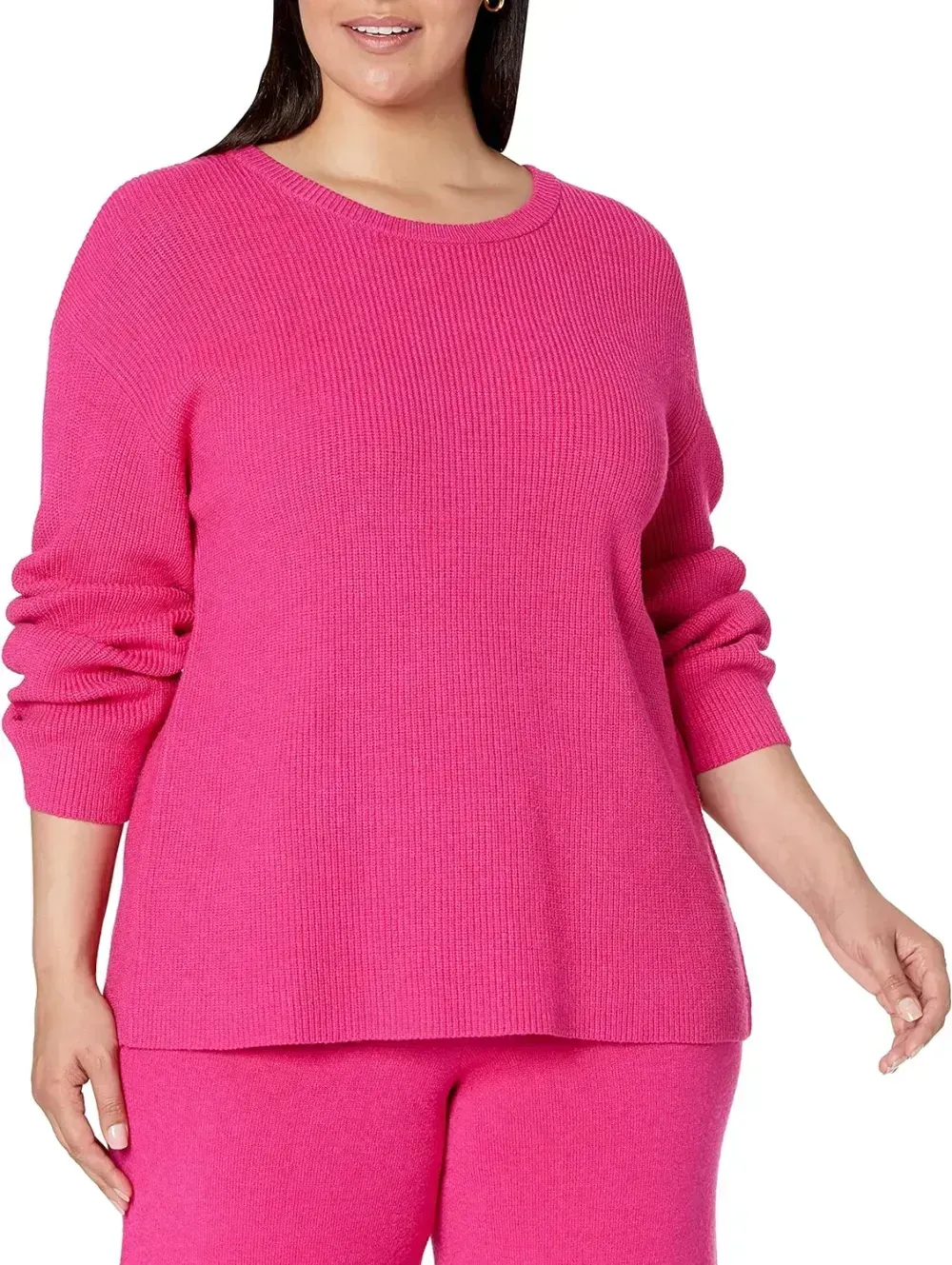Women's Alice Crewneck Back-Slit Ribbed Pullover Sweater
