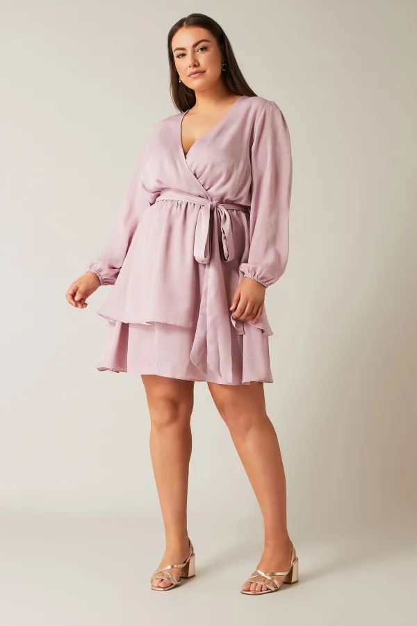 Evans Purple Twisted Ruffle Dress