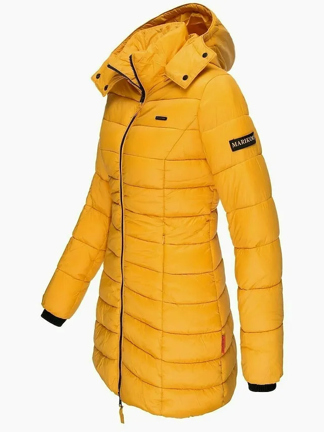 Women's Winter Coat Quilted Jacket Mid Length Puffer Coat Thermal Warm Parka with Pocket Fall Windproof Heated Coat  Zipper Hooded Lightweight Outerwear Long Sleeve Army Green Black