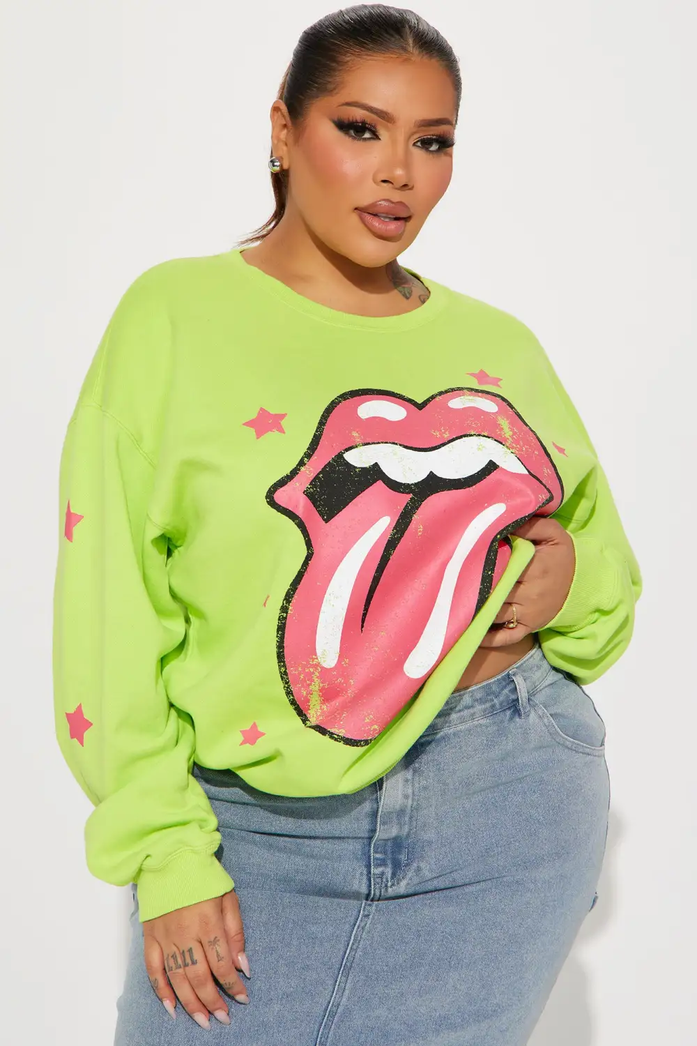 Taste Of Stardom Rolling Stones Sweatshirt - Lime