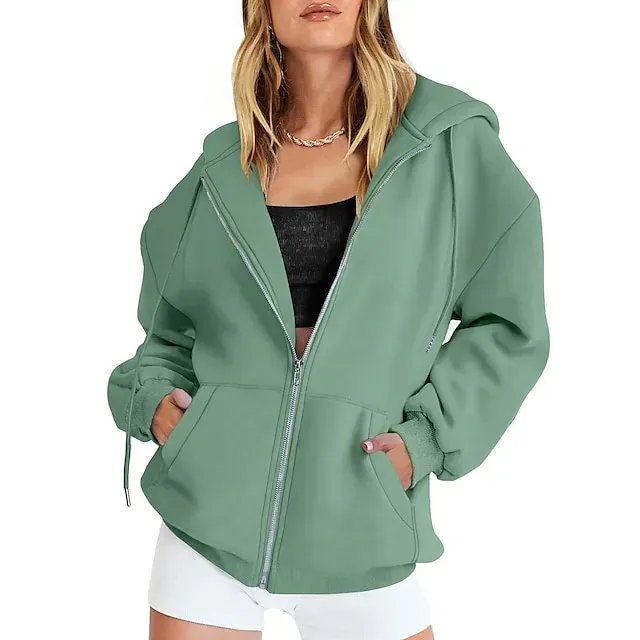 Hooded Drawstring Women's Jacket Long Sleeve Hooded Sweatshirt Athletic Warm Casual Breathable Moisture Wicking Running Sports Training Hiking Sportswear