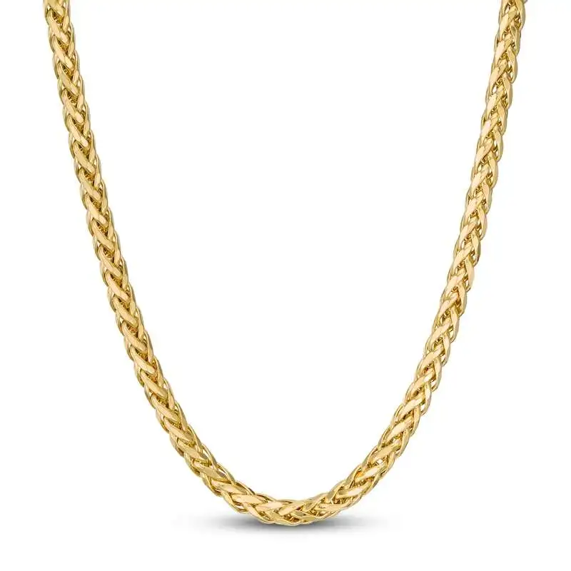 Hollow Wheat Chain Necklace 10K Yellow Gold 20