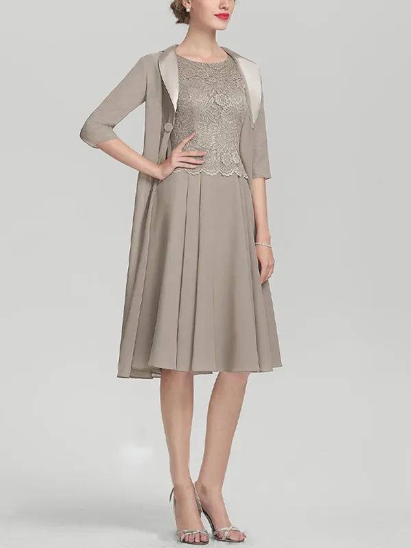 Chiffon Lace A-Line Skirt Chiffon Top Suit