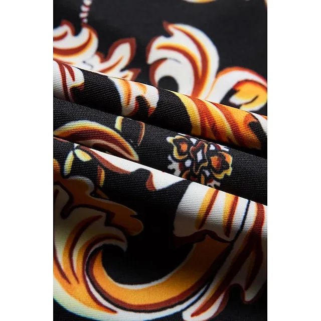 Criss Cross Front Print Removable Pad Swimsuit