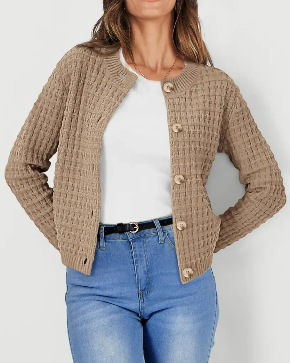 Women's Knit Cardigan Sweaters Casual Long Sleeve Open Front Button Down Trendy Jackets Outerwear
