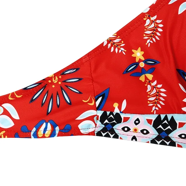 Women's Swimwear Bikini Bathing Suits 2 Piece Normal Swimsuit Halter 2 Piece Sexy Floral Print Light Green Pink Purple Padded V Wire Bathing Suits Sports Vacation Beach Wear