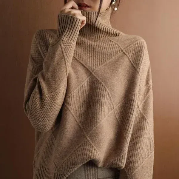 Loose Cashmere Turtleneck Sweater Cardigan-FREE SHIPPING