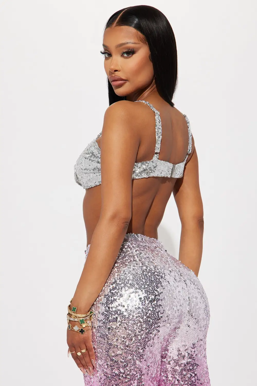 On The Town Sequin Bra Top - Silver