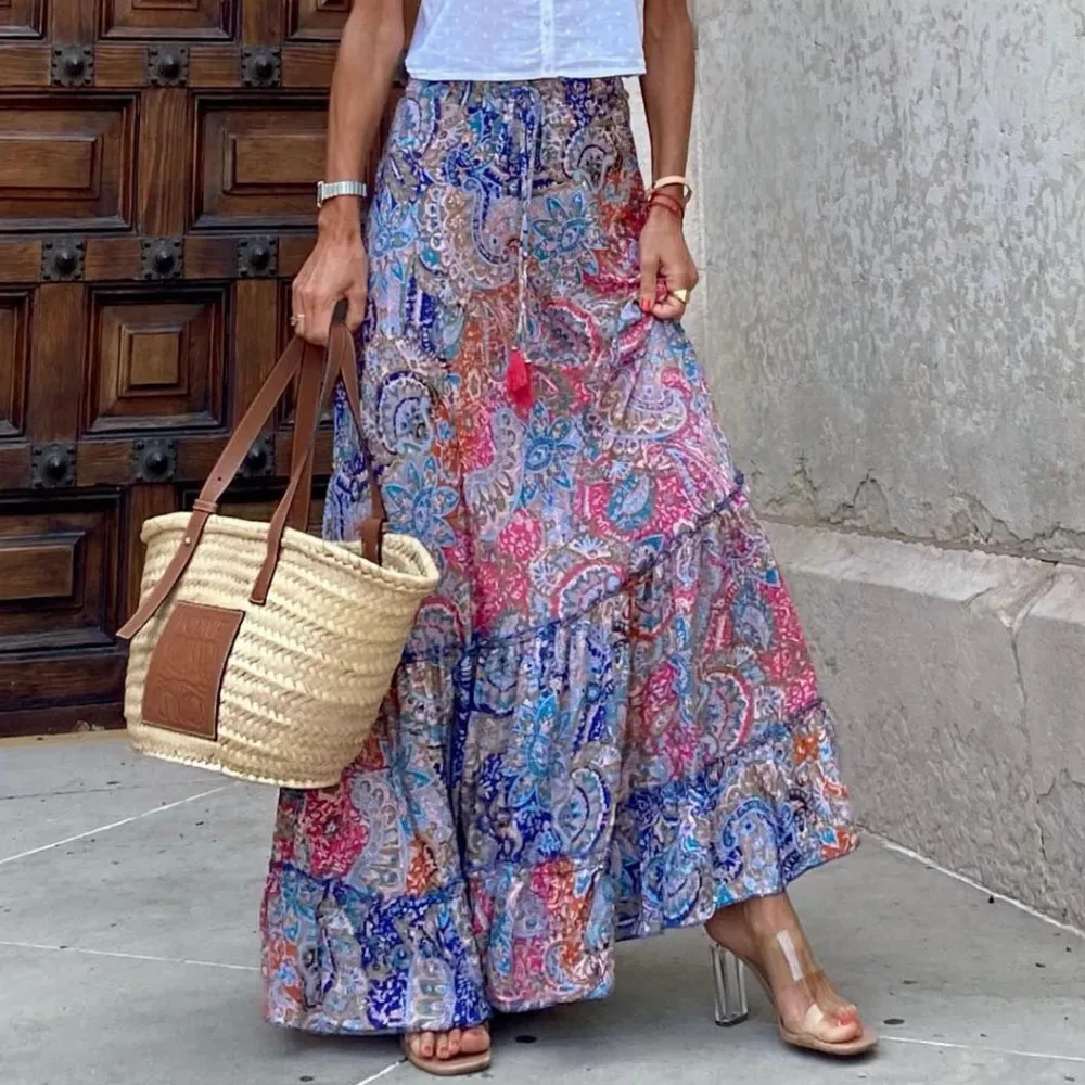 Loose Printed Long Skirt
