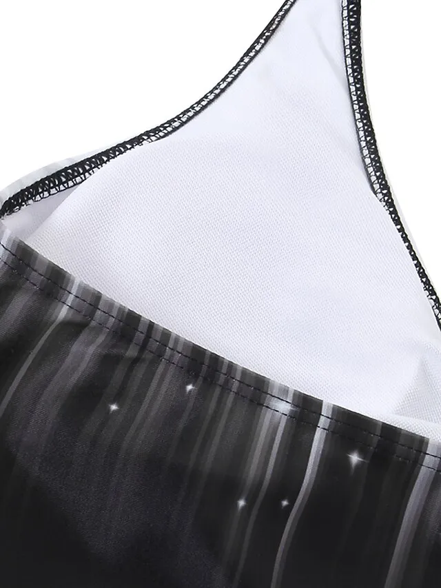 Women's Swimwear Tankini Swim Dress 2 Piece Normal Swimsuit Halter 2 Piece Modest Swimwear Ombre Light Blue Black Blue Purple Padded Strap Bathing Suits Sports Vacation Beach Wear