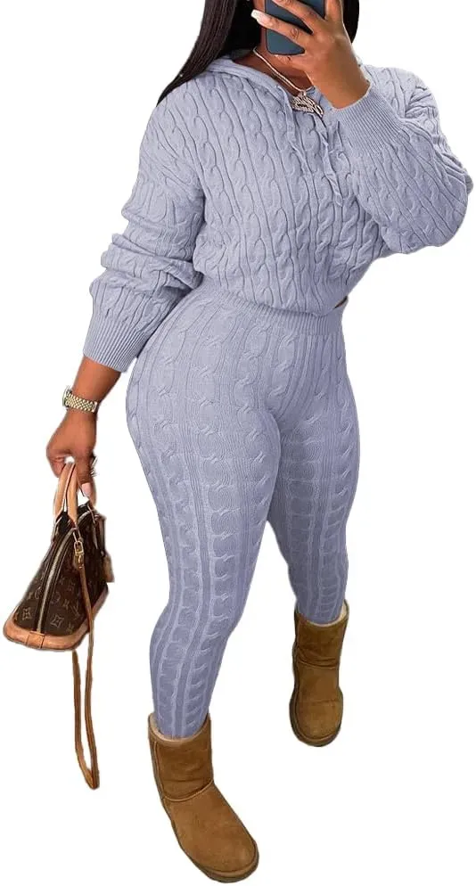 Knit Two Piece Outfits For Women Sweater Sets