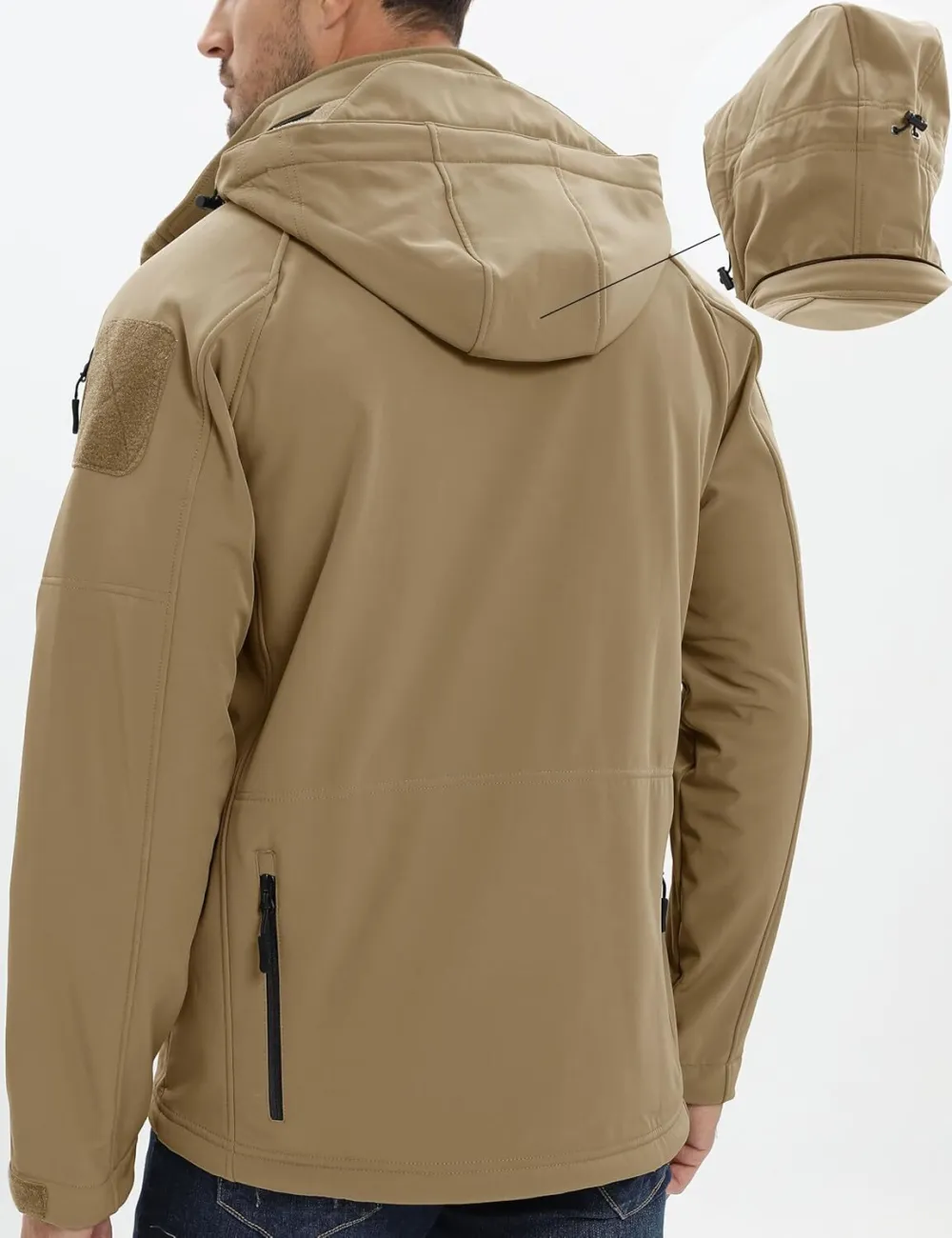 Men's Tactical Jacket 8 Pockets Water Resistant Jacket Softshell Fleece Lined Jacket Winter Coats Ski Jacket