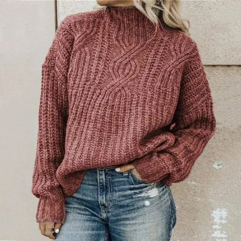 Casual Loose High Neck Knit