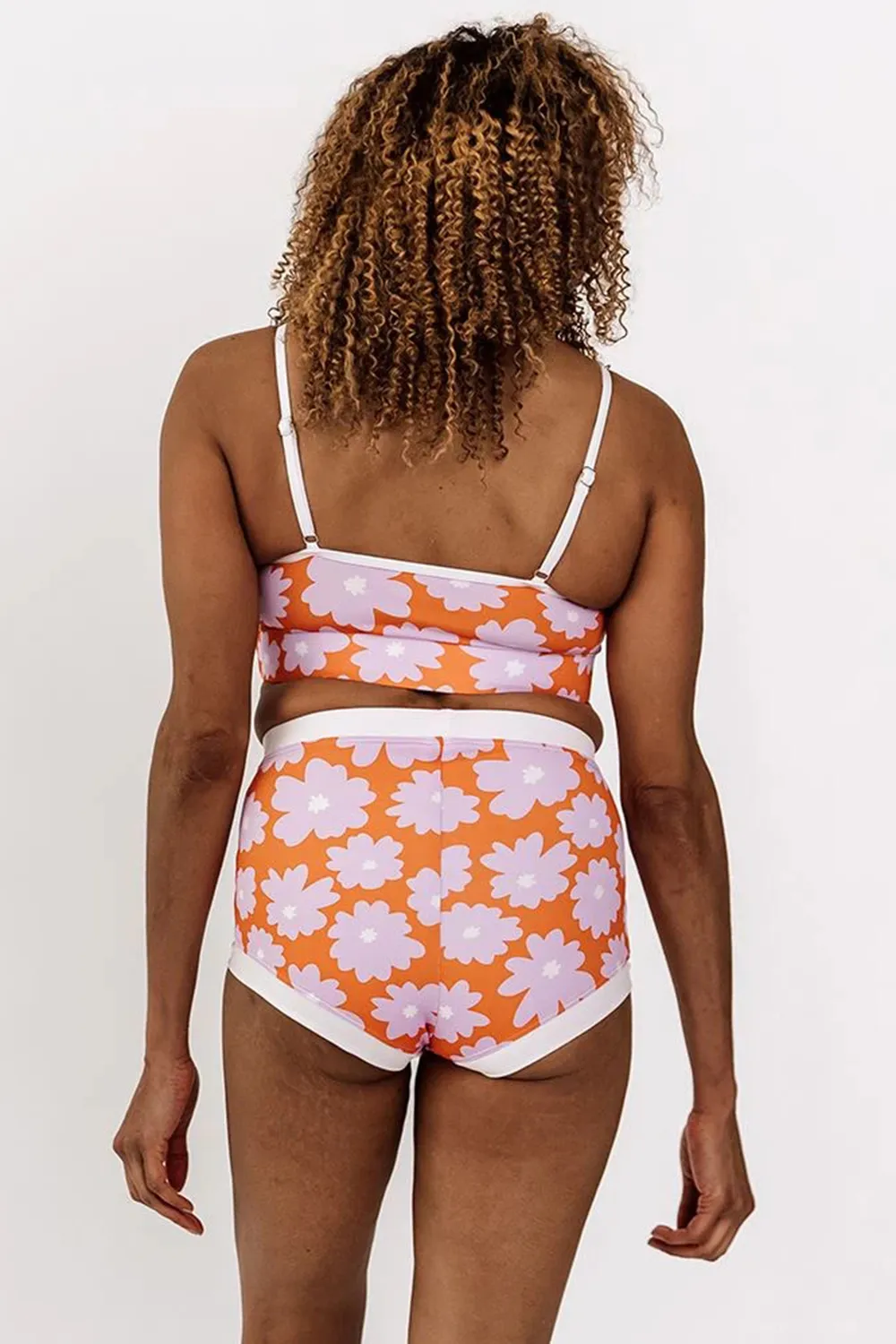 Printed bra and shorts swim suit