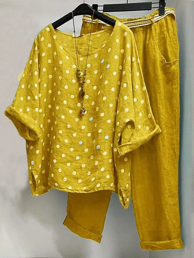 Women's fashion polka dot print suit