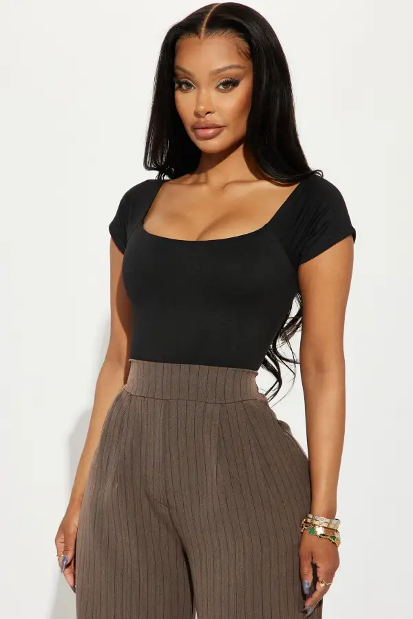 Michelle Short Sleeve Bodysuit - Black