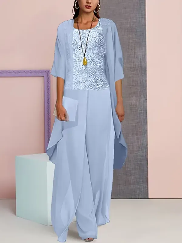 Lace Sleeveless Tank Top Trousers Three-piece Suit