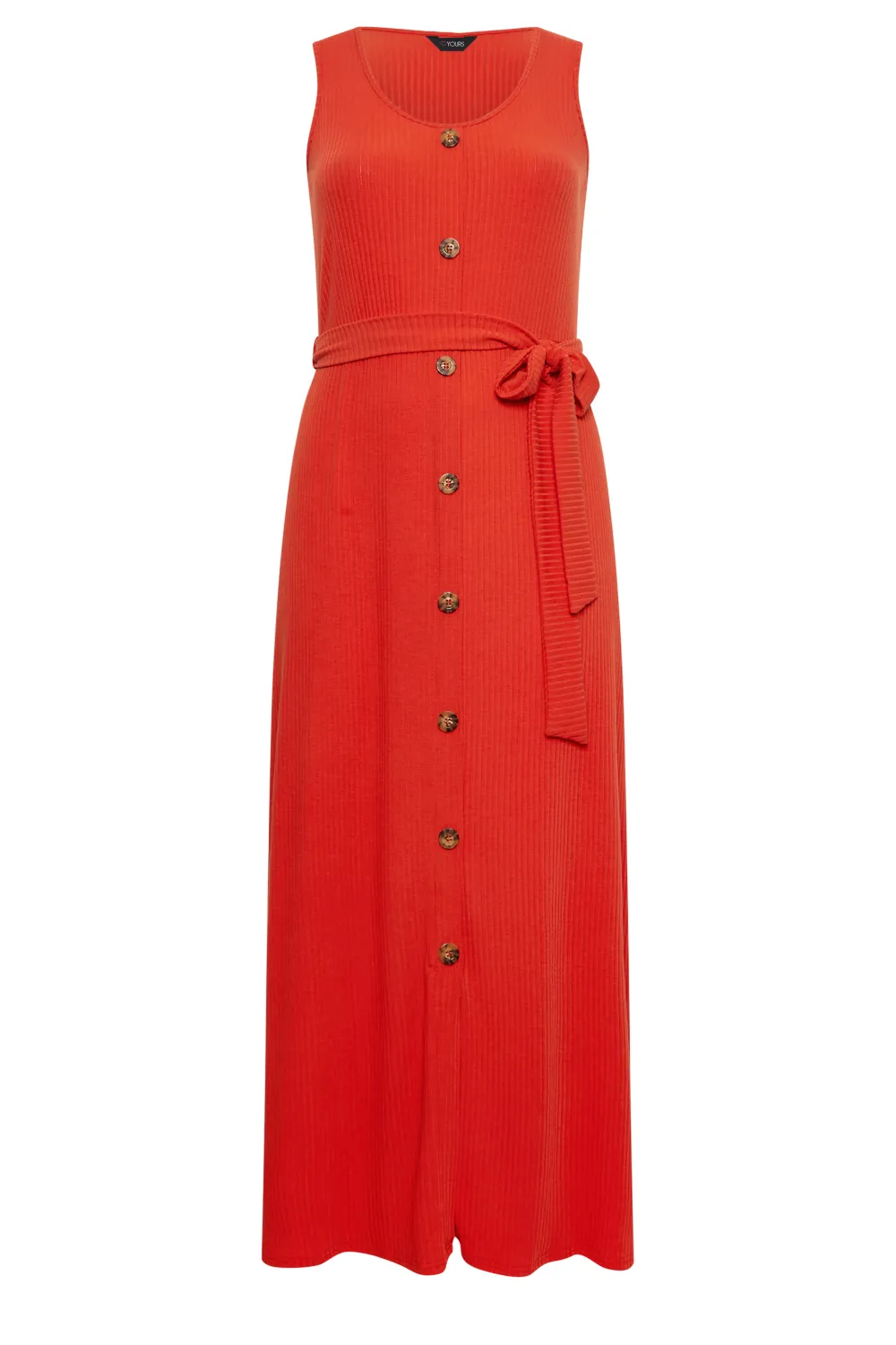 YOURS Curve Red Button Through Sleeveless Maxi Dress