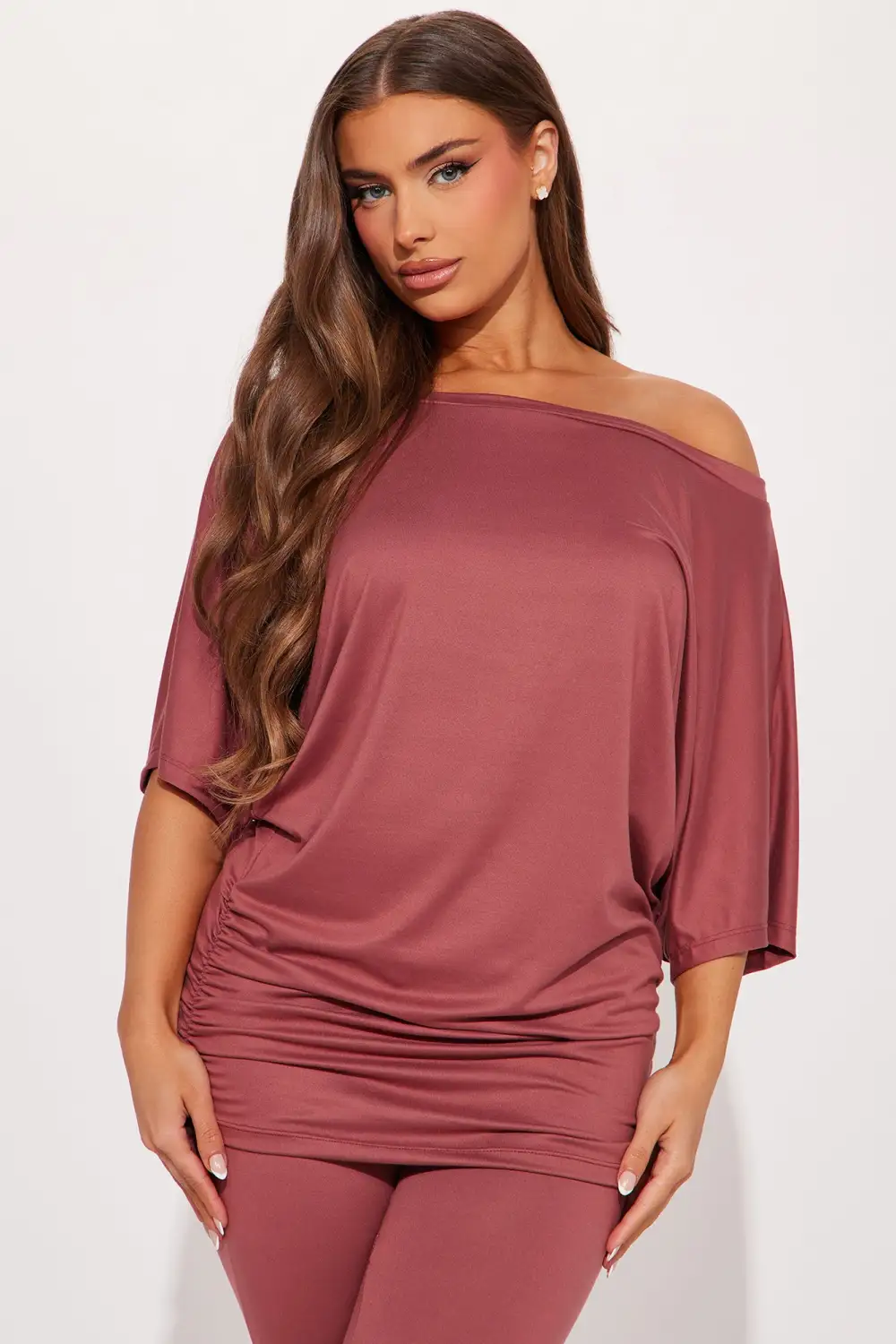 Camila Short Sleeve Legging Set - Marsala