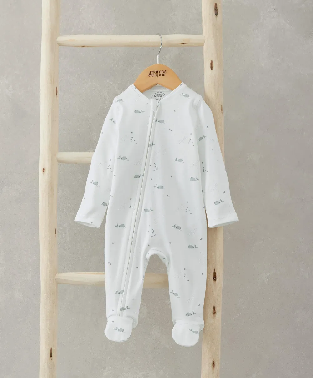 Whale Sleepsuit - White
