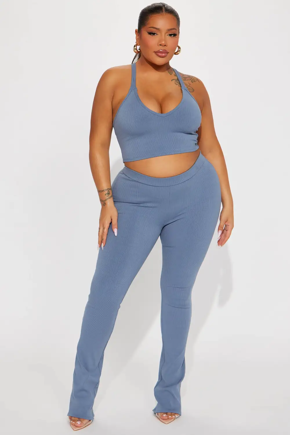 Elliana Snatched Pant Set - Charcoal