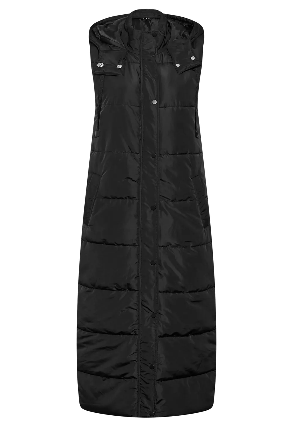 LTS Tall Black Midaxi Puffer Gilet