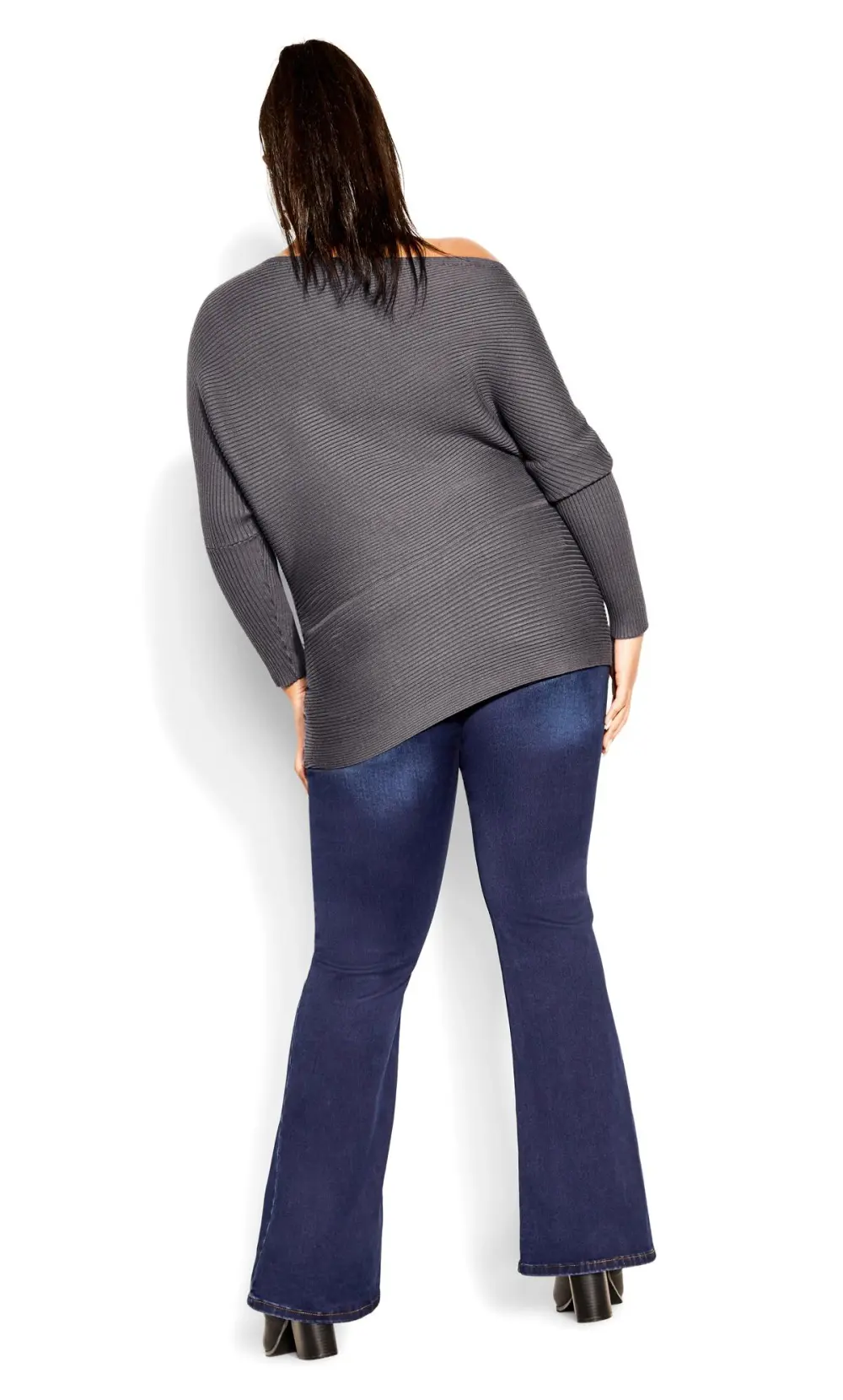 Evans Grey Ribbed Jumper