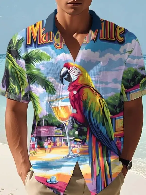 Men's Short Sleeves Print Casual Shirt