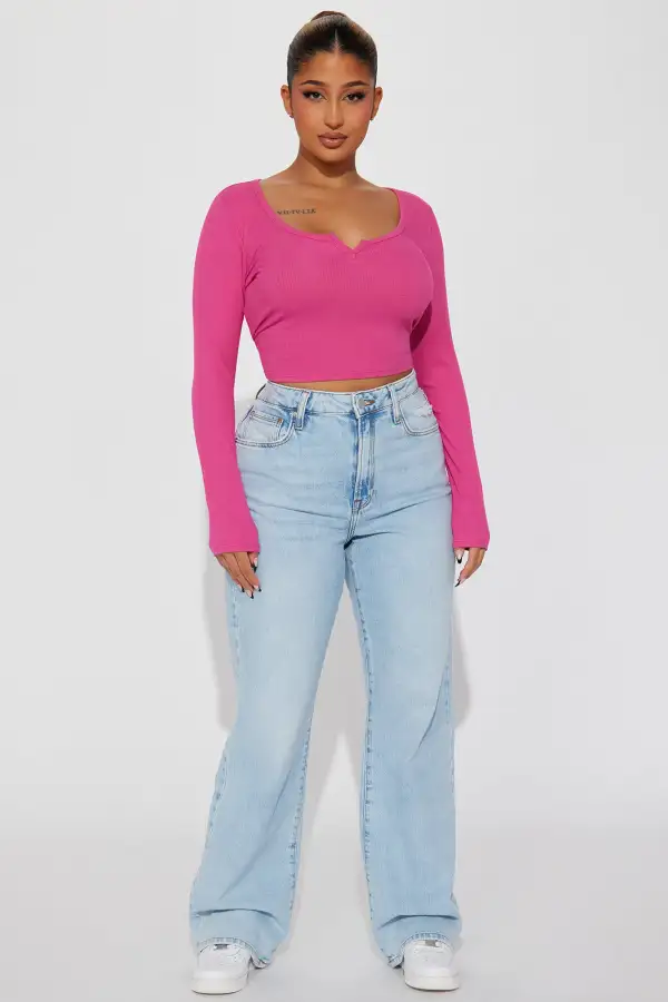 Agnus Long Sleeve Crop Top - Rose