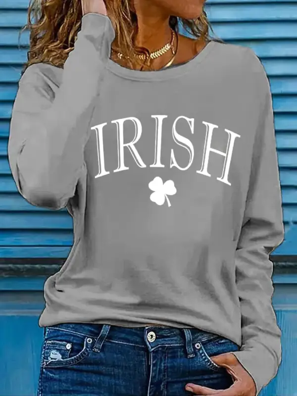Women's St Patrick's Day Print Long Sleeve T-Shirt