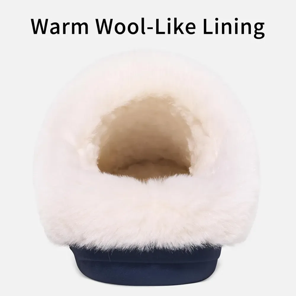 Warm Knit House Slippers for Women Comfy Wool-Like Lined Chenille Slippers with Memory Foam and Indoor Outdoor Soles