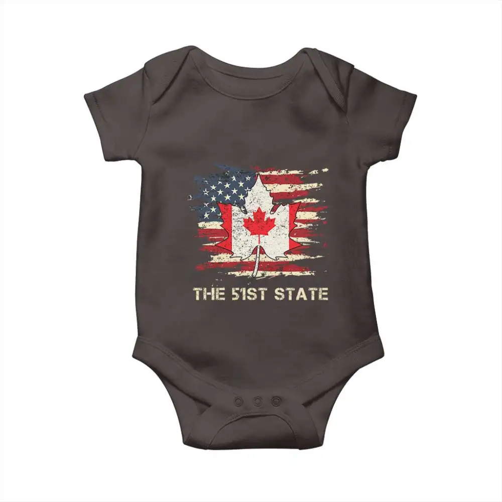 Canada The 51st State Baby Onesie Canadian Maple American Flag TS09