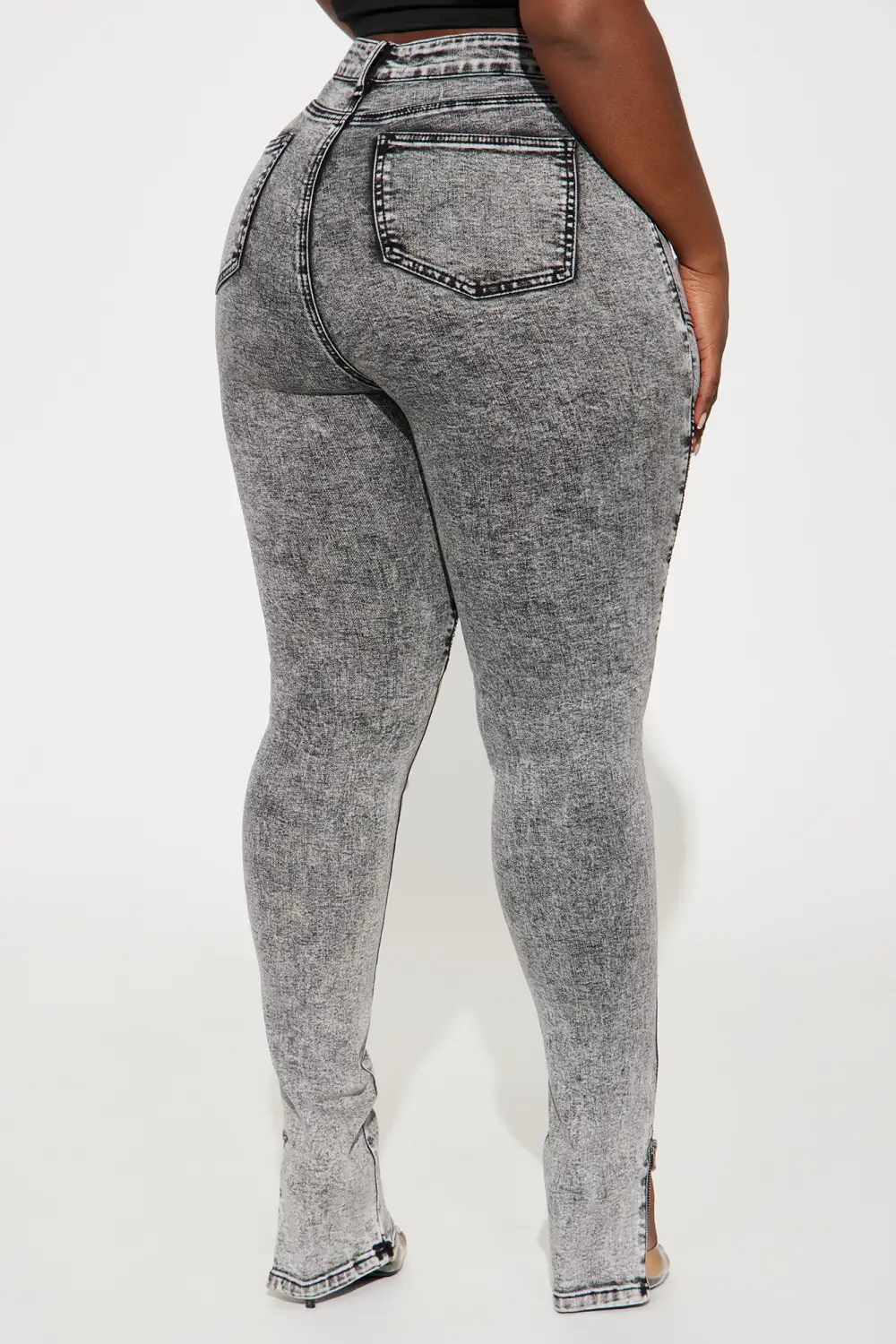 Moto Madness Stretch Skinny Jeans - Acid Wash Grey