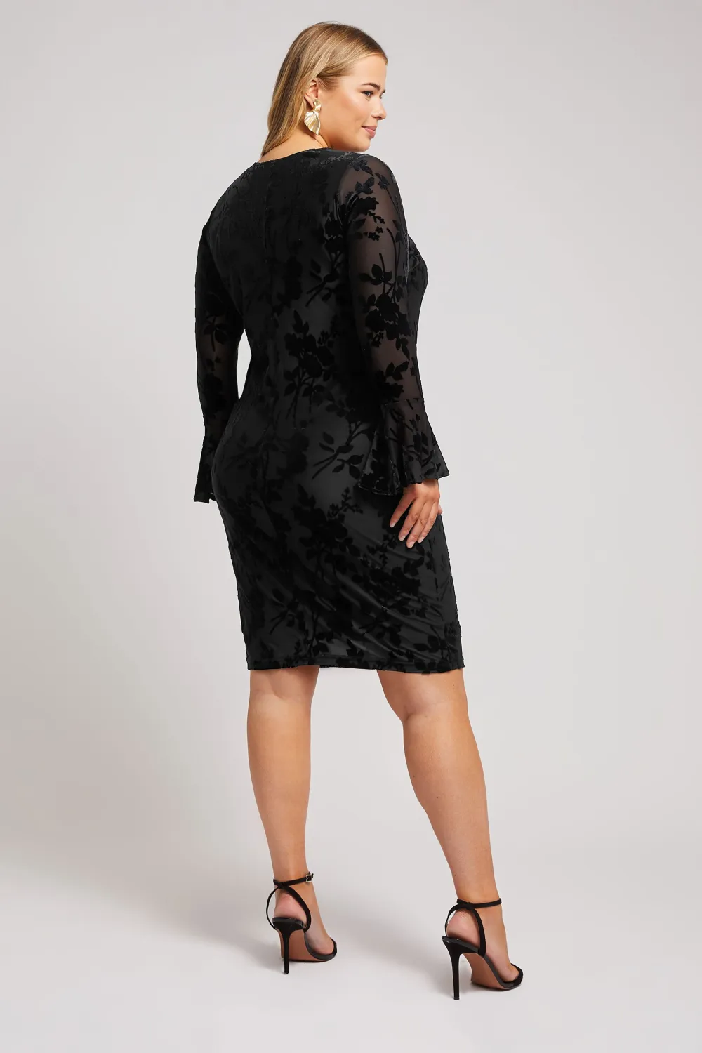 YOURS LONDON Curve Black Velour Leopard Shift Dress
