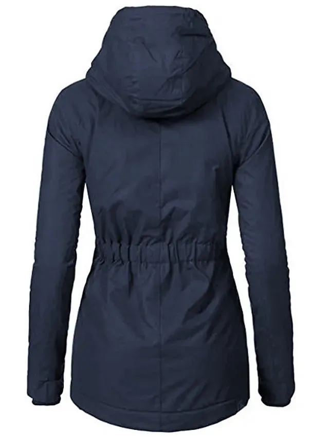 Women's Parka Street Fall Winter Puffer Jacket Coat Windproof Warm 3 in 1 Loose Casual Sports Jacket Long Sleeve Solid Color Zipper Purple Blushing Pink Waterpoof Daily Wear Down Parkas Lined