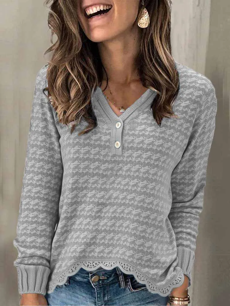 Heymiss Womens Sweatshirts V Neck Long Sleeve Shirts Loose Casual Fall Fashion Sweaters S-2XL
