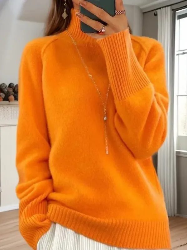 Women's Sweater Pullover Sweater Jumper Turtleneck Knit Knitted Raglan Sleeves Spring Fall Home Daily Holiday Daily Casual Soft Long Sleeve Pure Color White Light Green