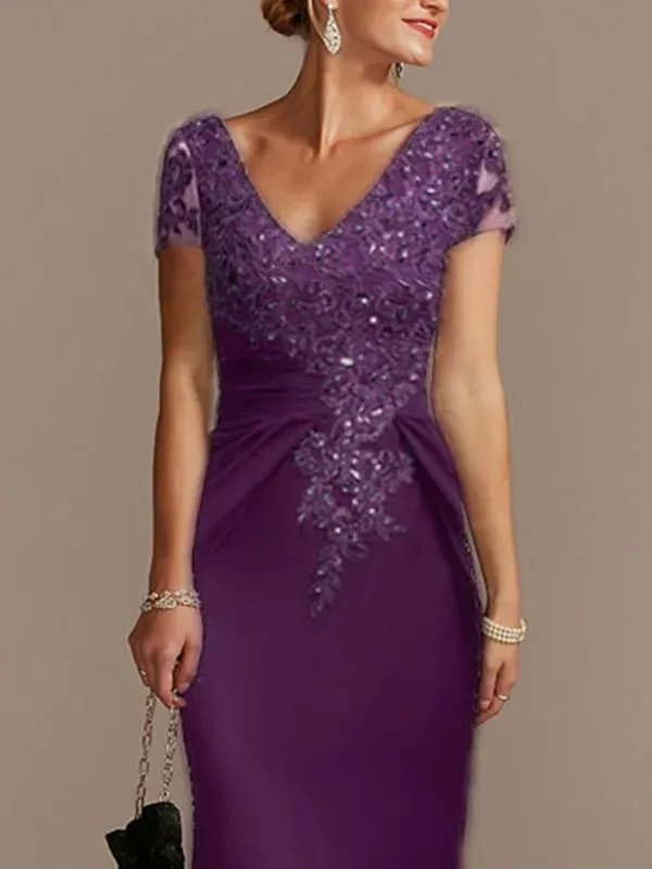 Beaded lace airy party dress for women