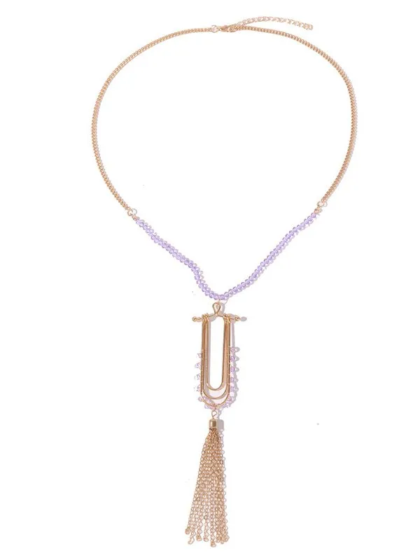 Banquet Party Long Beaded Tassel Crystal Sweater Chain Women Dress Dress Necklace