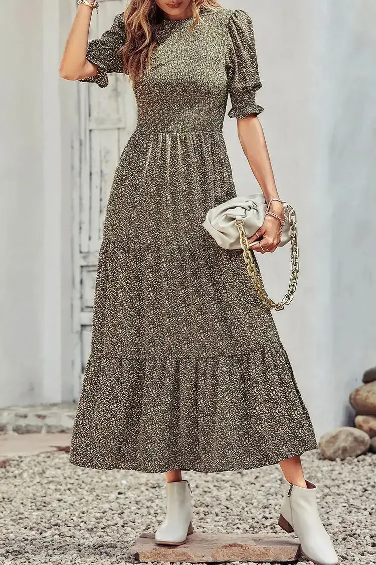 Summer Ruffle Bohemian Tiered Smocked Maxi Dress