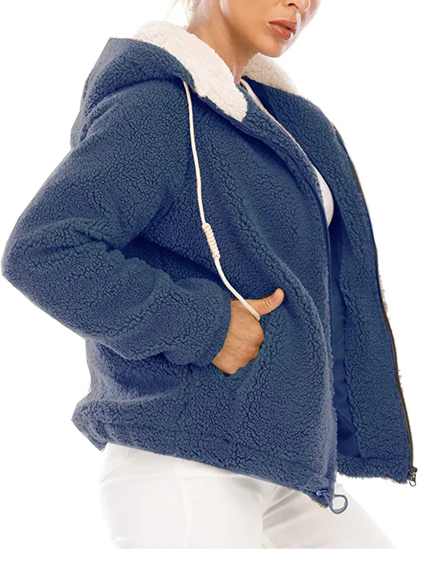 Women's New Hooded Sherpa Casual Winter Warm Jacket