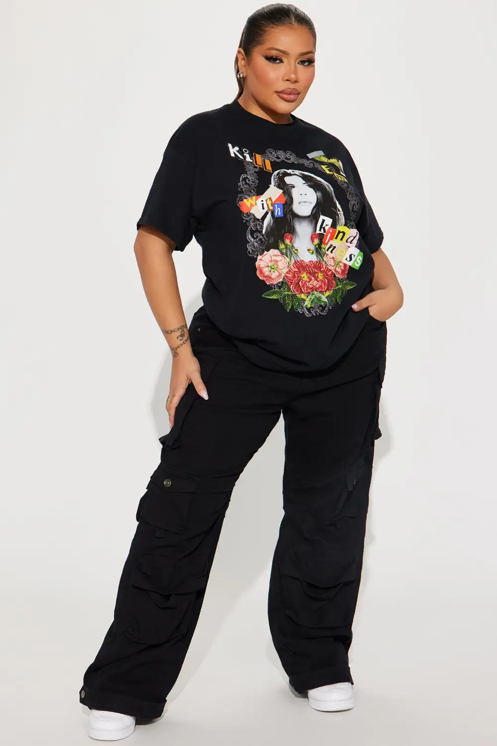 Kill Em With Kindness Washed Tshirt - Black Wash