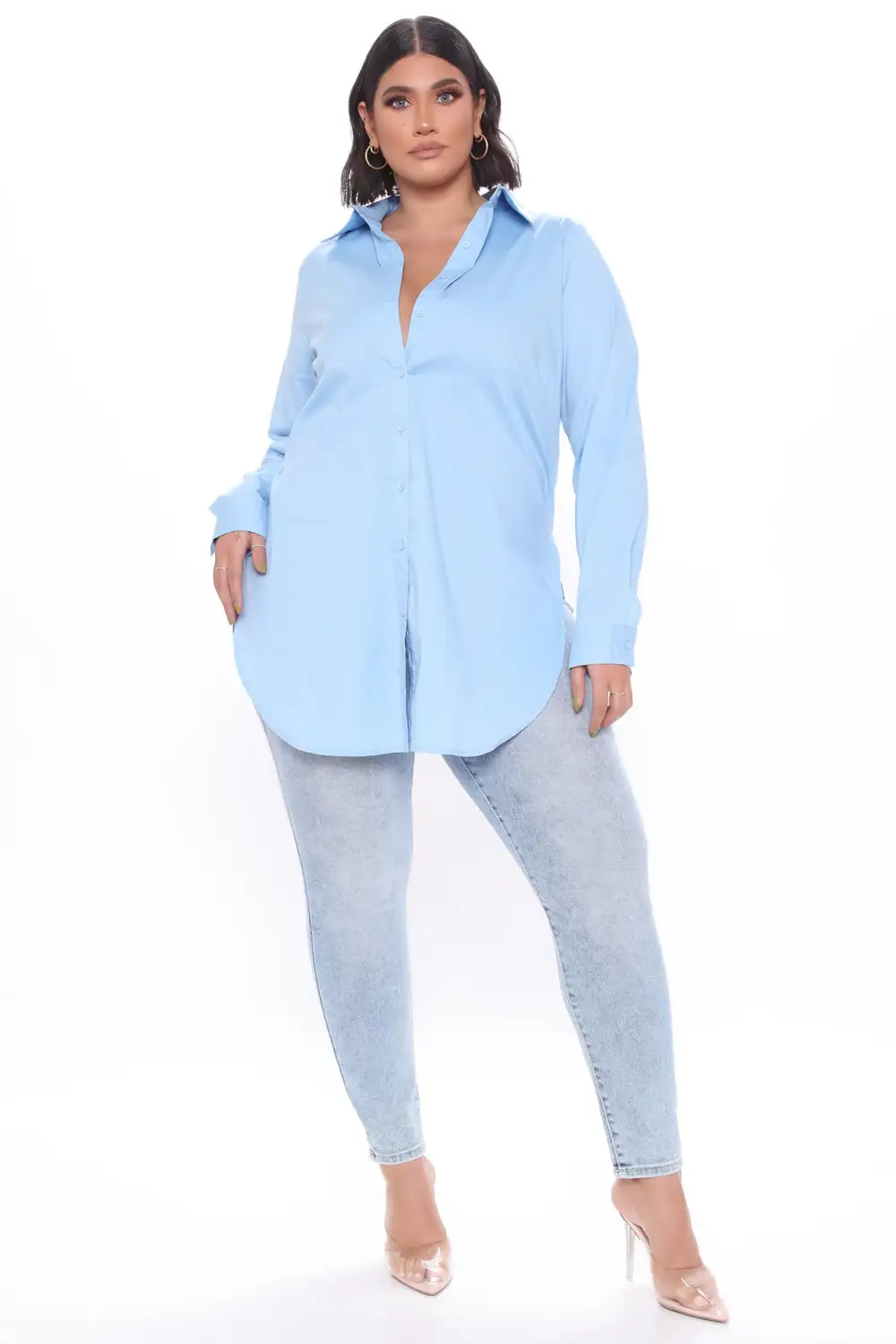 Tres Chic Poplin Shirt - Blue