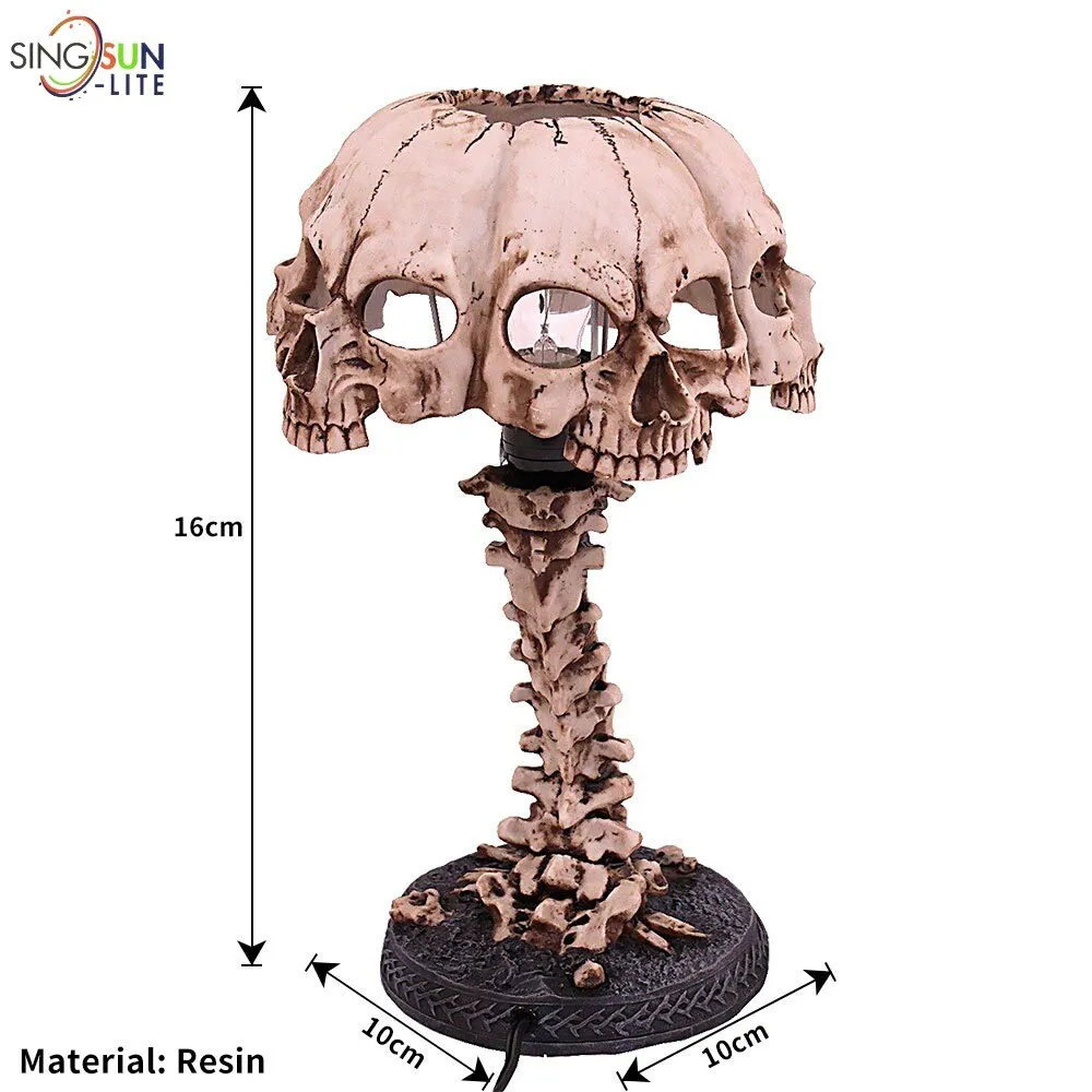 Halloween Luminous Skull Night Light Creative Resin Skull Table Lamp Home Office Decor Desktop Ornament Halloween Party Decora